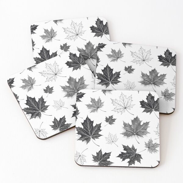 Item preview, Monochrome Maple Leaves Pattern Black White Autumn Leaf Graphic designed and sold by PACS0011.