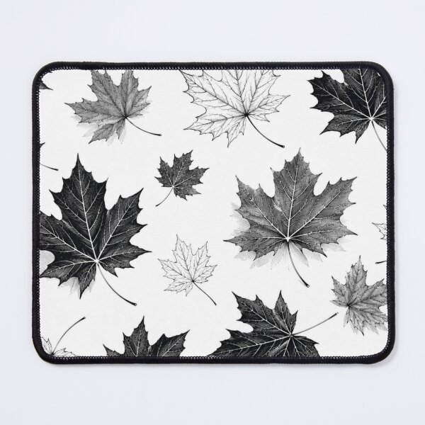 Item preview, Monochrome Maple Leaves Pattern Black White Autumn Leaf Graphic designed and sold by PACS0011.