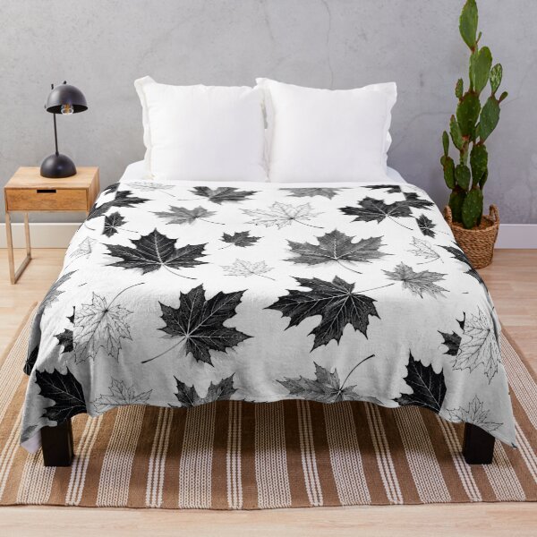 Item preview, Monochrome Maple Leaves Pattern Black White Autumn Leaf Graphic designed and sold by PACS0011.