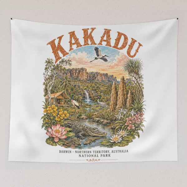 Item preview, Kakadu National Park Vintage Travel Darwin Northern Territory Top End Australia Wildlife Art designed and sold by Yellowriversss.