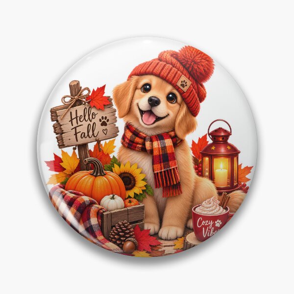 Artikelvorschau, Niedlicher Golden Retriever, gemütliche Herbststimmung entworfen und verkauft von TinyWeird.