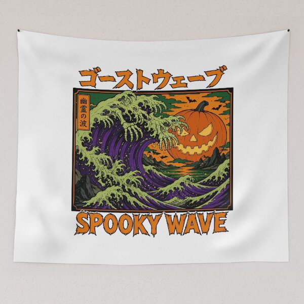 Item preview, Spooky Wave Halloween Ukiyo-e Japanese Woodblock Parody designed and sold by chattsuede.