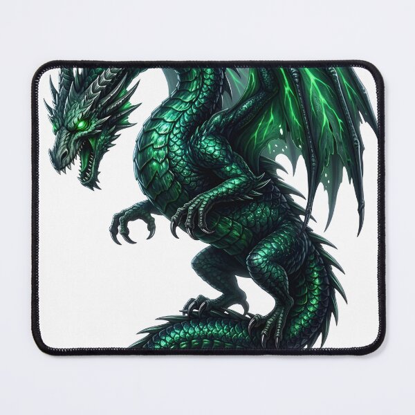 Item preview, Emerald Green Dragon – Dark Fantasy Winged Dragon Illustration designed and sold by DragonSerpent Ink.
