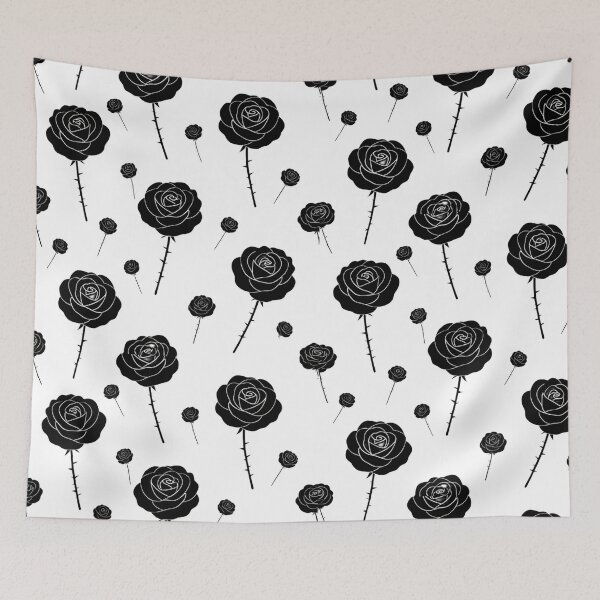 Aperçu de l'œuvre Roses noires à contour blanc — Motif transparent créée et vendue par Bondingbonding.