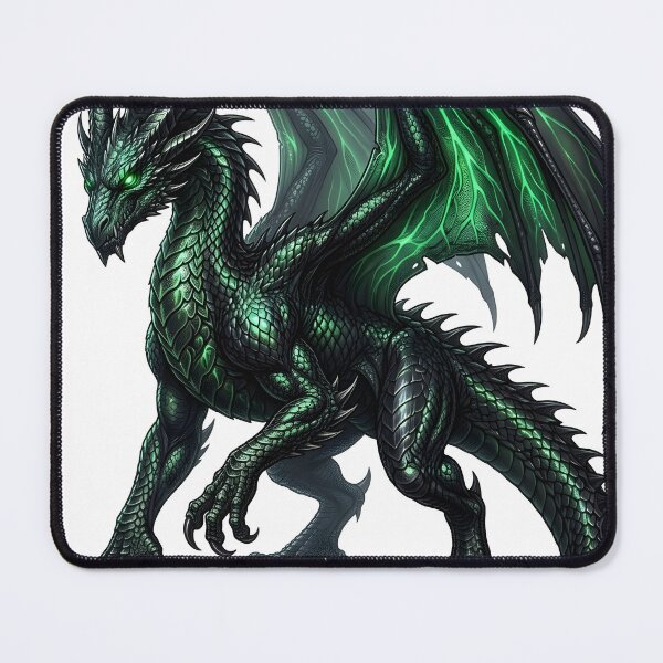 Item preview, Emerald Green Dragon – Dark Fantasy Winged Dragon designed and sold by DragonSerpent Ink.