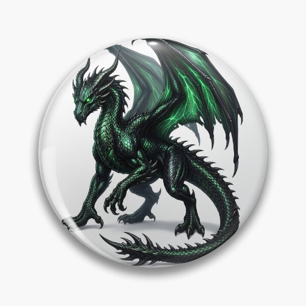Item preview, Emerald Green Dragon – Dark Fantasy Winged Dragon designed and sold by DragonSerpent Ink.