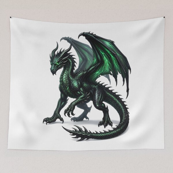 Item preview, Emerald Green Dragon – Dark Fantasy Winged Dragon designed and sold by DragonSerpent Ink.
