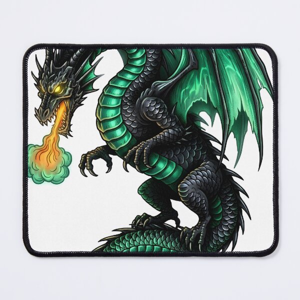 Item preview, Emerald Fire Dragon – Green Flame Winged Dragon Fantasy Art designed and sold by DragonSerpent Ink.