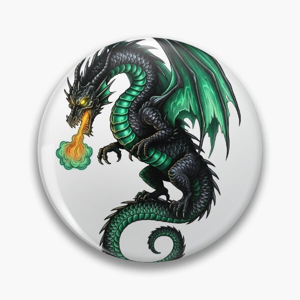 Item preview, Emerald Fire Dragon – Green Flame Winged Dragon Fantasy Art designed and sold by DragonSerpent Ink.