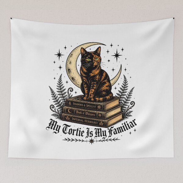 Item preview, Tortoiseshell Cat Familiar Gothic Witchy Occult Magic designed and sold by chattsuede.