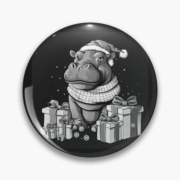 Item preview, Cute Christmas Hippo in Santa Hat with Gifts Holiday Art Design designed and sold by inkoutninja.
