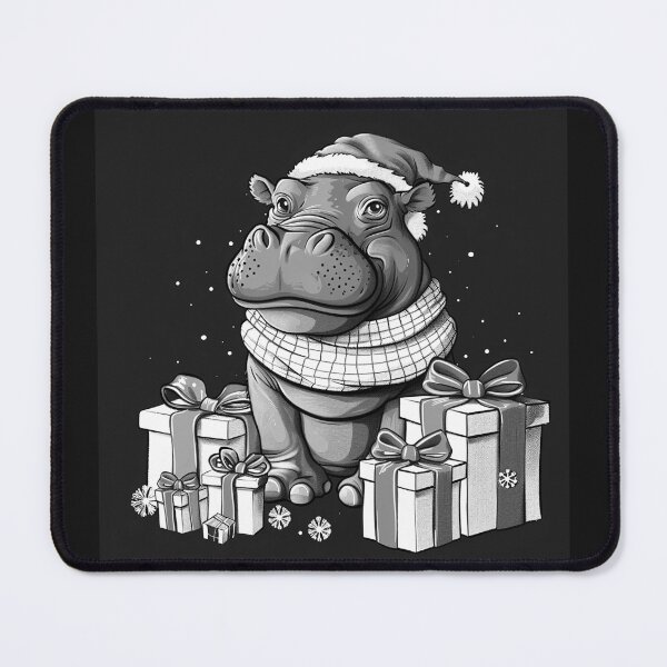 Item preview, Cute Christmas Hippo in Santa Hat with Gifts Holiday Art Design designed and sold by inkoutninja.