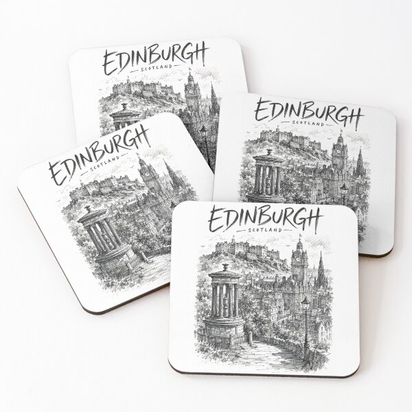 Item preview, Edinburgh Scotland Vintage Sketch Edinburgh Castle Calton Hill City Skyline Travel designed and sold by Yellowriversss.
