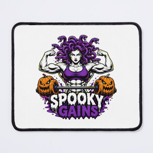Item preview, Spooky Gains Gorgon Halloween Bodybuilder Mascot designed and sold by chattsuede.
