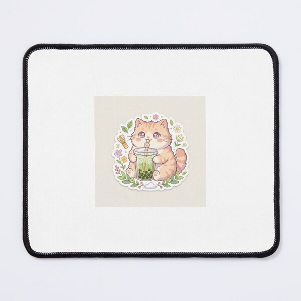 Item preview, Cute Kawaii Cat Drinking Iced Matcha Boba Bubble Tea Aesthetic Sticker designed and sold by Humpty143.