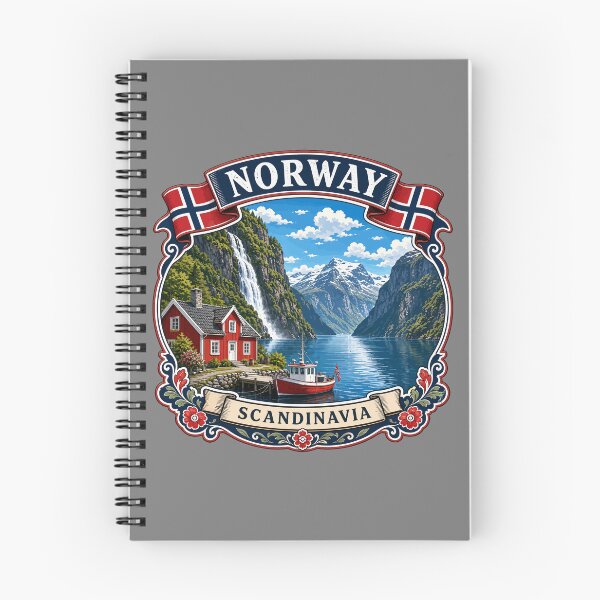 Item preview, NORWAY NORGE Kongeriket Noreg, Norwegian Flag Fjord Sticker T-Shirt 06 designed and sold by OuterShellUK.