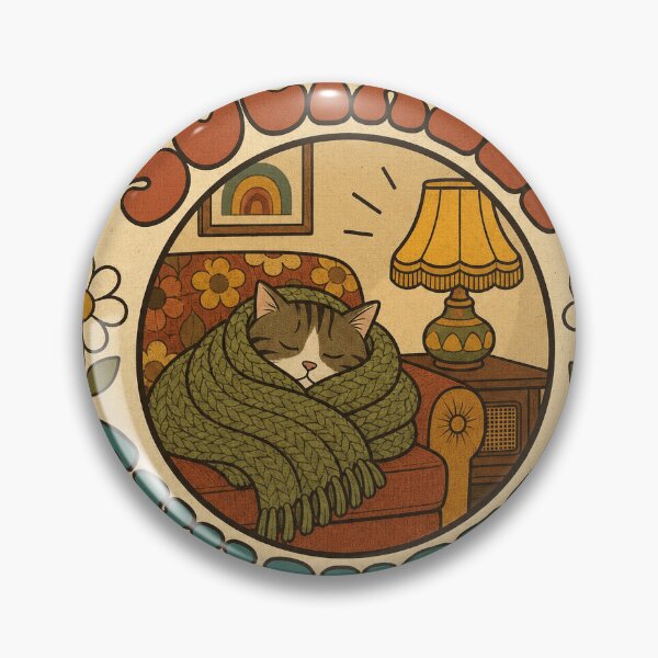 Artikelvorschau, Socially Exhausted Retro Groovy Katze Introvertiert Geschenk entworfen und verkauft von BoosterShop.