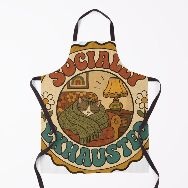 Artikelvorschau, Socially Exhausted Retro Groovy Katze Introvertiert Geschenk entworfen und verkauft von BoosterShop.