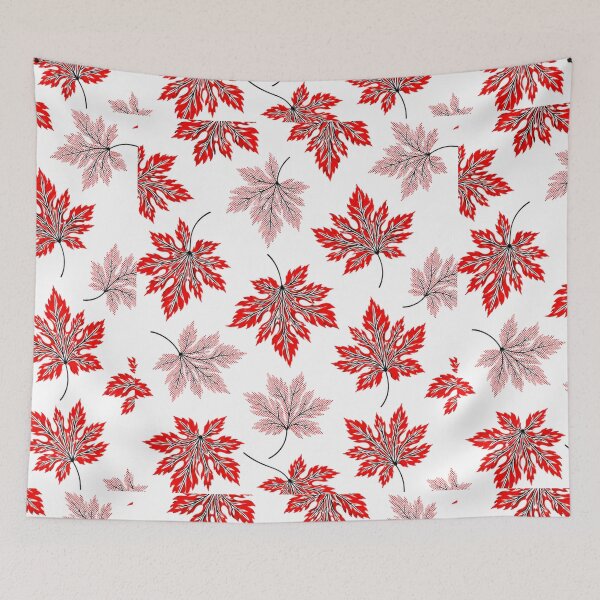 Item preview, Red Maple Leaves Pattern Half-Tone Dot Autumn Leaf Graphic designed and sold by PACS0011.