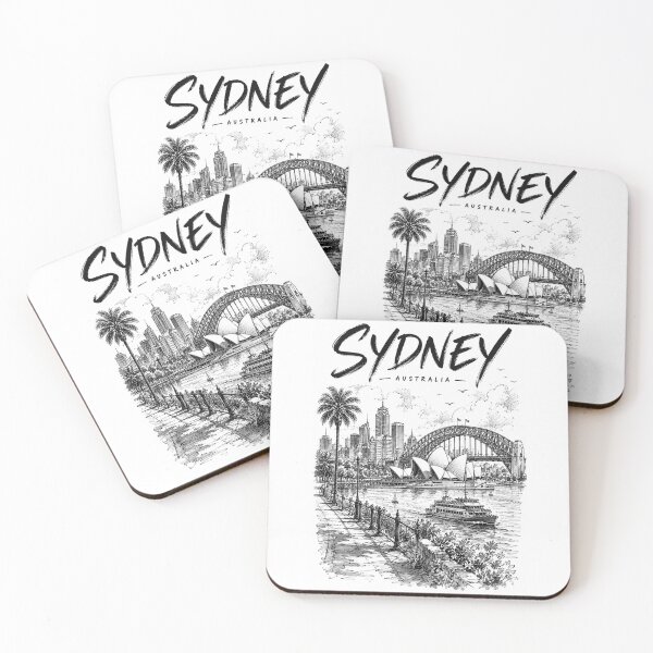Item preview, Sydney Australia Vintage Sketch Sydney Opera House Harbour Bridge City Skyline Ferry Art designed and sold by Yellowriversss.