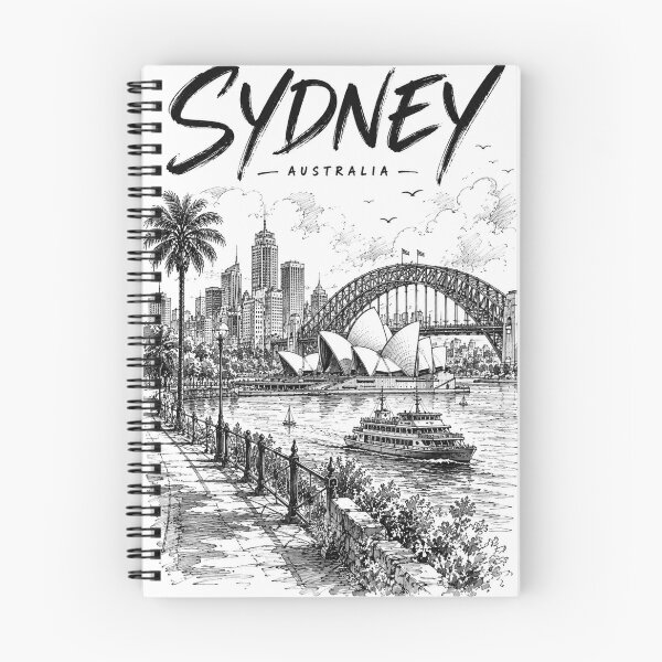Item preview, Sydney Australia Vintage Sketch Sydney Opera House Harbour Bridge City Skyline Ferry Art designed and sold by Yellowriversss.