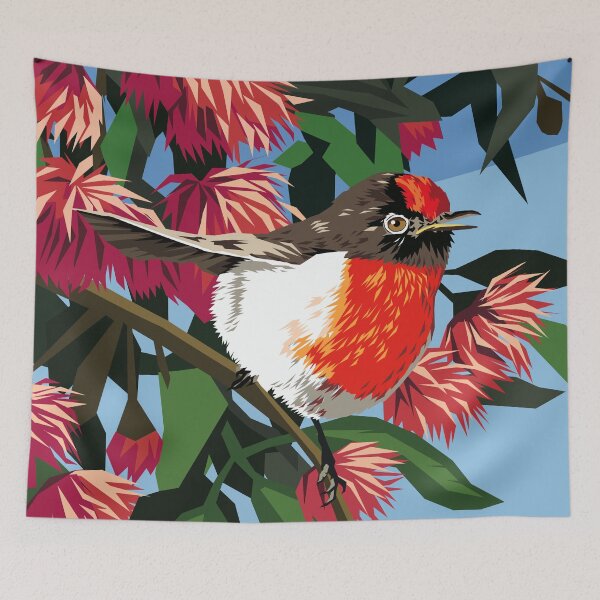 Item preview, Australian Red Capped Robin designed and sold by Art by Ira.