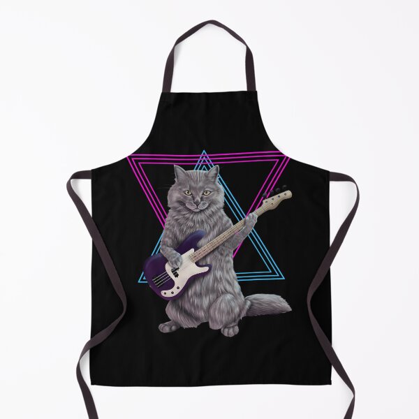 Item preview, Cute Rock Cat Playing Bass Guitar Synthwave designed and sold by Junubshop.