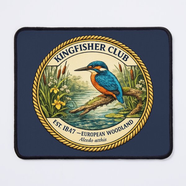 Item preview, Kingfisher Club Vintage Badge European Woodland Art designed and sold by CalmCapy Co.