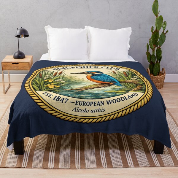 Item preview, Kingfisher Club Vintage Badge European Woodland Art designed and sold by CalmCapy Co.