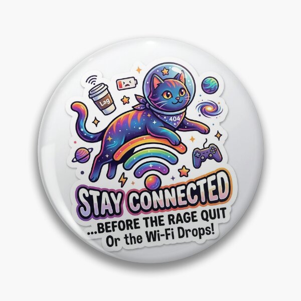 Item preview, Stay Connected Before The Rage Quit - Funny Gamer Cat Space Sticker designed and sold by Humpty143.