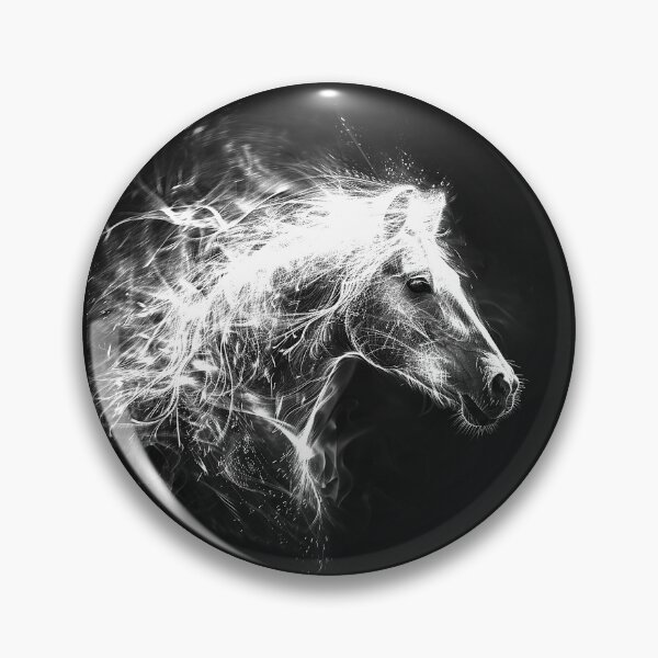 Item preview, Ethereal Horse Glowing Mane Black and White Mystical Equine Art Design designed and sold by inkoutninja.