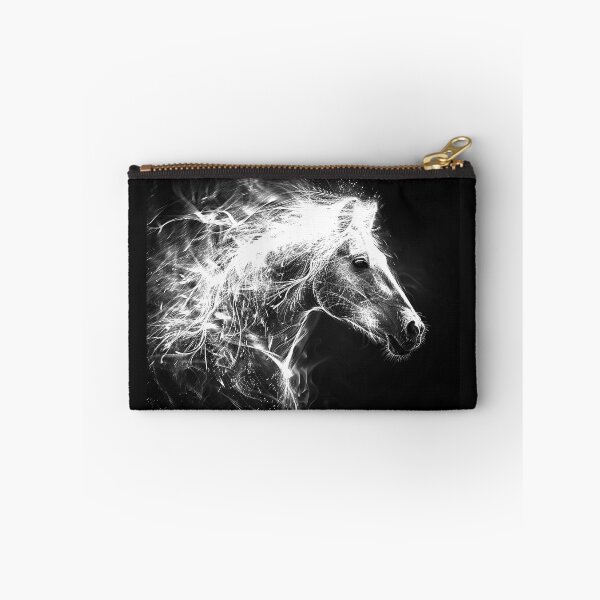 Item preview, Ethereal Horse Glowing Mane Black and White Mystical Equine Art Design designed and sold by inkoutninja.