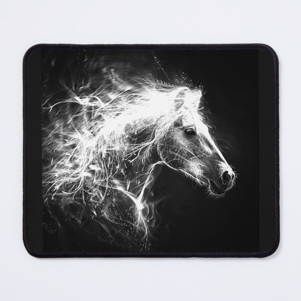 Item preview, Ethereal Horse Glowing Mane Black and White Mystical Equine Art Design designed and sold by inkoutninja.