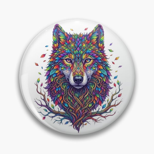Item preview, Rainbow Botanical Wolf Colorful Nature Spirit Graphic designed and sold by KTD28_SHOP.