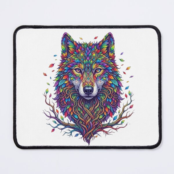 Item preview, Rainbow Botanical Wolf Colorful Nature Spirit Graphic designed and sold by KTD28_SHOP.