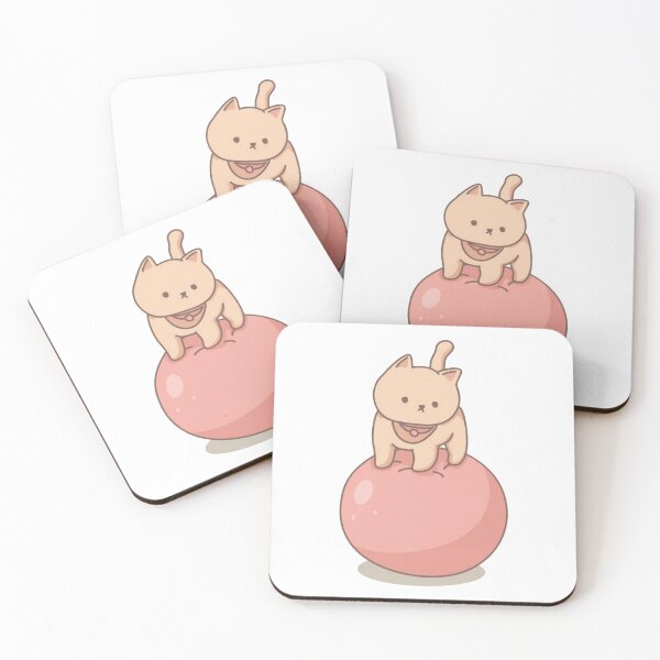 Item preview, Cat Balance Ball Cute Kawaii Pilates Exercise Art designed and sold by bouncycatart.