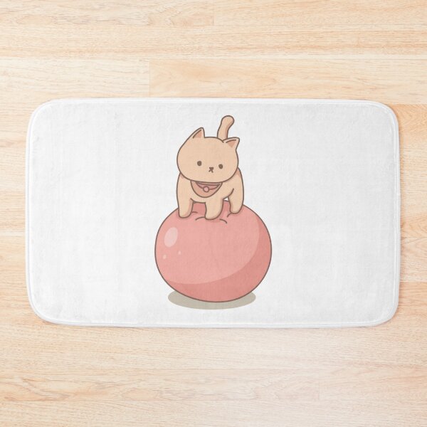 Item preview, Cat Balance Ball Cute Kawaii Pilates Exercise Art designed and sold by bouncycatart.