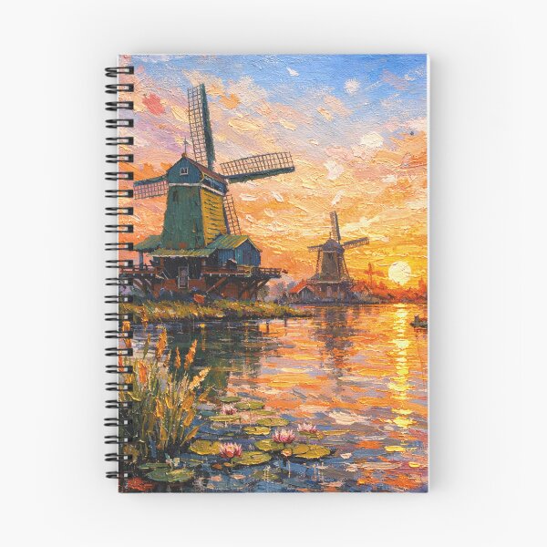 Item preview, Zaanse Schans by sunset painting, the Netherlands – A Beautiful place in Europe. designed and sold by GalleryKauffeld.