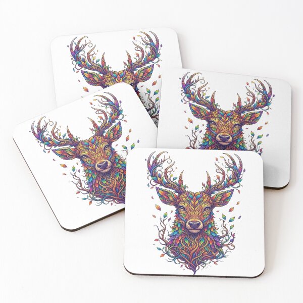 Item preview, Colorful Floral Forest Deer Stag Portrait Art designed and sold by KTD28_SHOP.