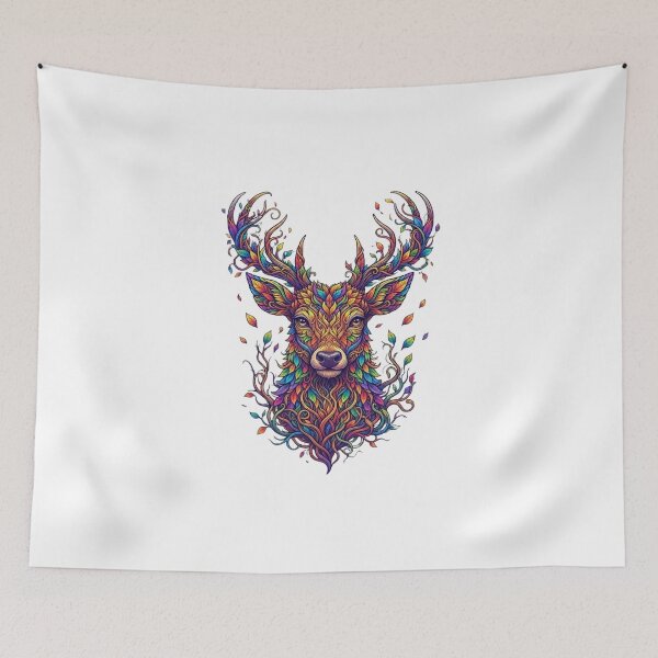 Item preview, Colorful Floral Forest Deer Stag Portrait Art designed and sold by KTD28_SHOP.