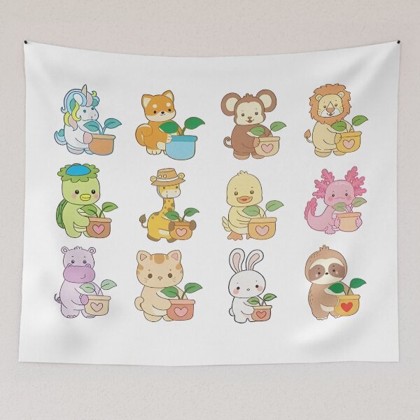 Item preview, Cute Kawaii Animal & Potted Plant designed and sold by andreanpaleka.