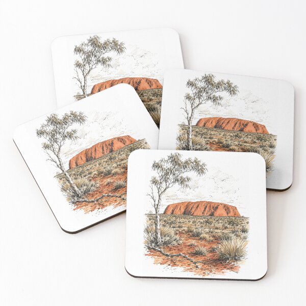 Item preview, Uluru Australia Watercolor Sketch Ayers Rock Red Centre Outback Northern Territory designed and sold by Yellowriversss.