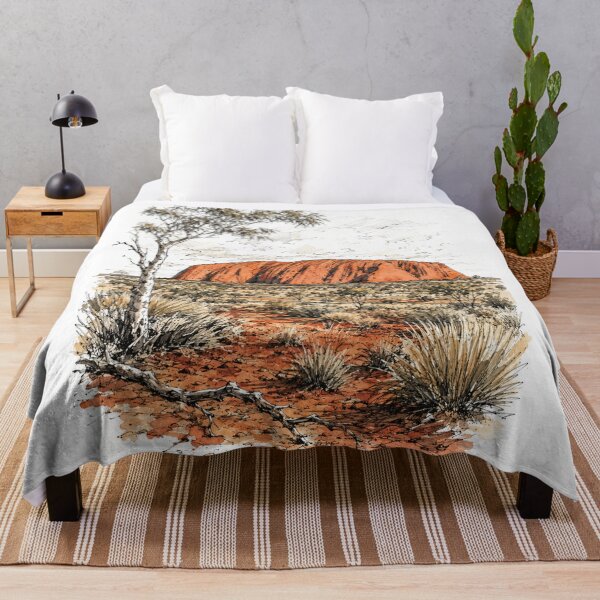 Item preview, Uluru Australia Watercolor Sketch Ayers Rock Red Centre Outback Northern Territory designed and sold by Yellowriversss.