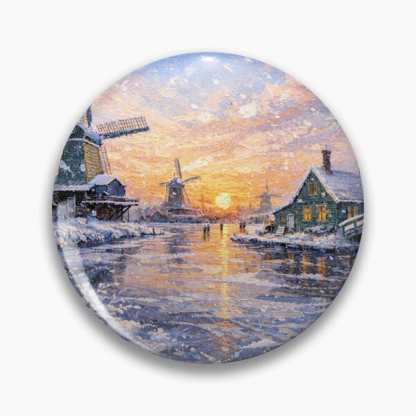 Item preview, Zaanse Schans in the Netherlands painting – a winter scene in this beautiful European place. designed and sold by GalleryKauffeld.