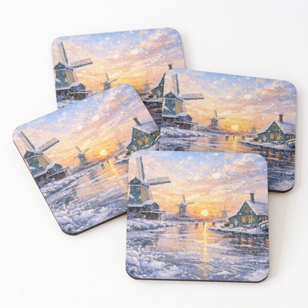 Item preview, Zaanse Schans in the Netherlands painting – a winter scene in this beautiful European place. designed and sold by GalleryKauffeld.