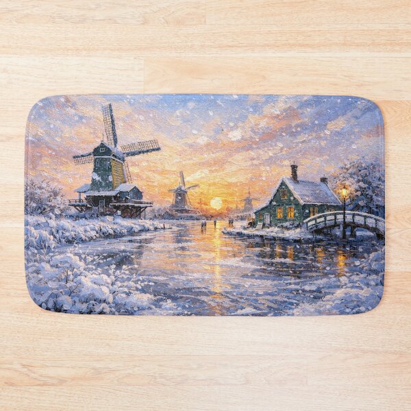 Item preview, Zaanse Schans in the Netherlands painting – a winter scene in this beautiful European place. designed and sold by GalleryKauffeld.