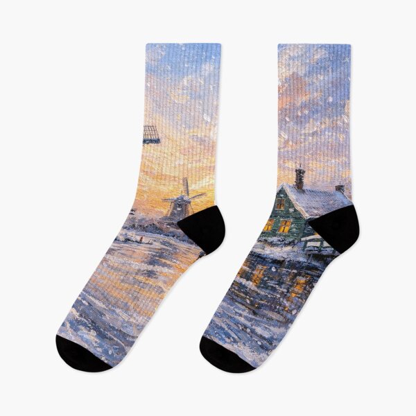 Item preview, Zaanse Schans in the Netherlands painting – a winter scene in this beautiful European place. designed and sold by GalleryKauffeld.