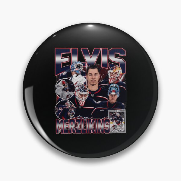 Item preview, Elvis Merzlikins Vintage Hockey Collage designed and sold by eRigoni19.