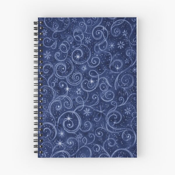 Item preview, Deep Navy Celestial Swirls - Midnight Starry Night Pattern Art designed and sold by BrontesWhimsyStore.