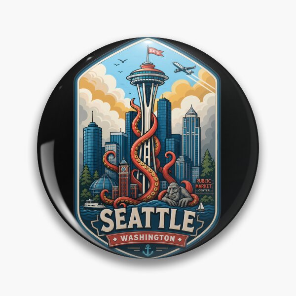 Item preview,  Seattle Space Needle Kraken Diamond Cityscape designed and sold by FrontierCosmic.
